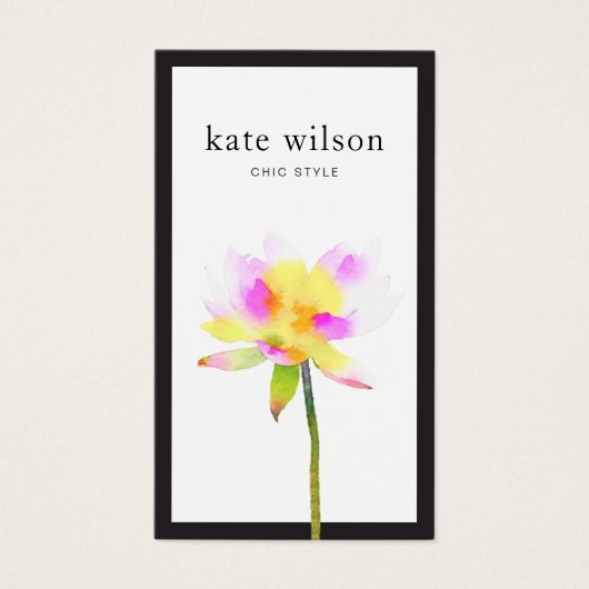 Elegante Moderne Watercolor Lotus Blume (Vorderseite)