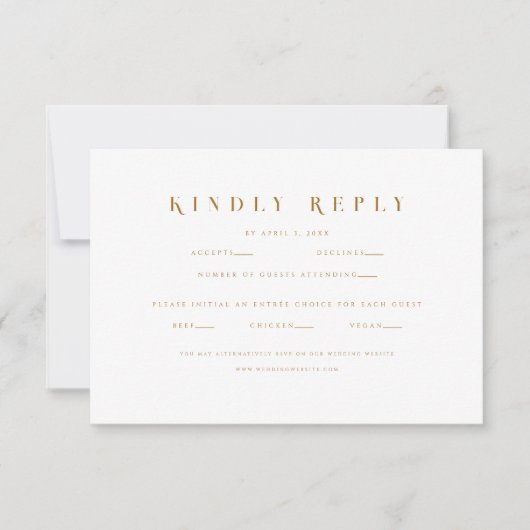 Elegante moderne Website Wedding RSVP Card (Vorderseite)