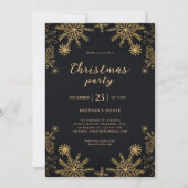 Elegante Moderne Weihnachten Schwarz und Gold Fest Einladung (Vorderseite)