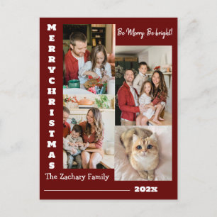 Elegante moderne Weihnachts-Familienfoto-Collage Feiertagspostkarte