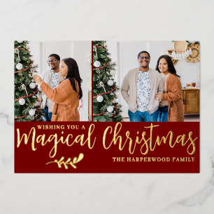 Elegante moderne Weihnachts-Familienfoto-Collage Folien Feiertagskarte