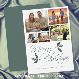 Elegante moderne Weihnachts-Foto-Collage mit Stech Feiertagskarte