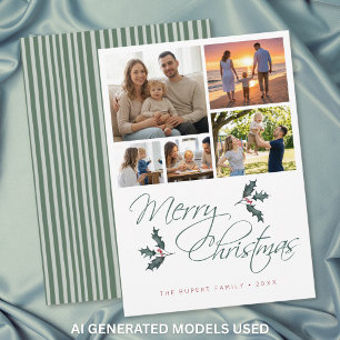 Elegante moderne Weihnachts-Foto-Collage mit Stech Feiertagskarte