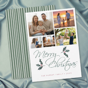 Elegante moderne Weihnachts-Foto-Collage mit Stech Feiertagskarte