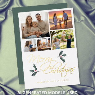 Elegante moderne Weihnachts-Foto-Collage mit Stech Folien Feiertagskarte