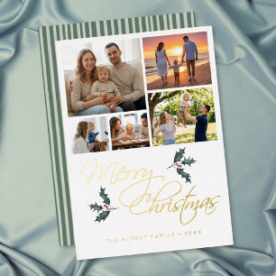 Elegante moderne Weihnachts-Foto-Collage mit Stech Folien Feiertagskarte