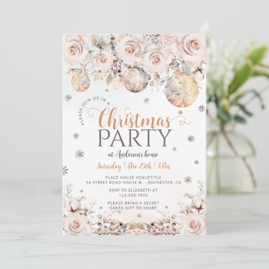 Elegante Moderne Weihnachts-Party Einladung (Stehend Vorderseite)