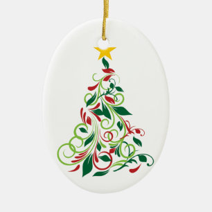 Elegante moderne Weihnachtsbaum Illustration Keramikornament