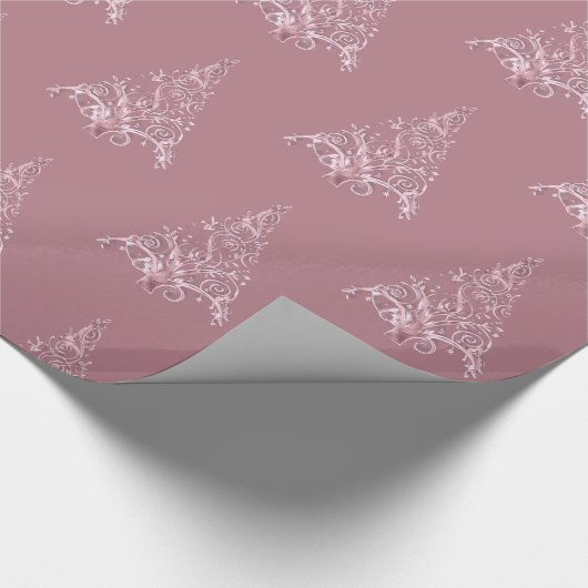 Elegante Moderne Weihnachtsbaummuster Rosa Geschenkpapier (Ecke)