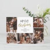 Elegante Moderne Weihnachtsfamilie 5 Foto Feiertagskarte (Stehend Vorderseite)