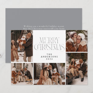Elegante moderne Weihnachtsfamilie 5 Foto Feiertagskarte