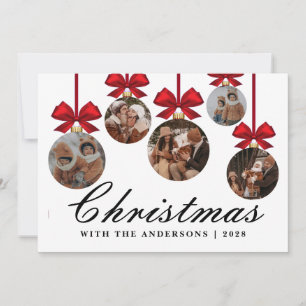Elegante moderne Weihnachtsfamilie 5 Ornament Foto Feiertagskarte