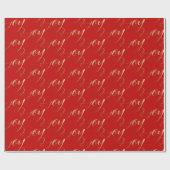 Elegante moderne Weihnachtsfreude Gold Red Geschenkpapier (Flach)