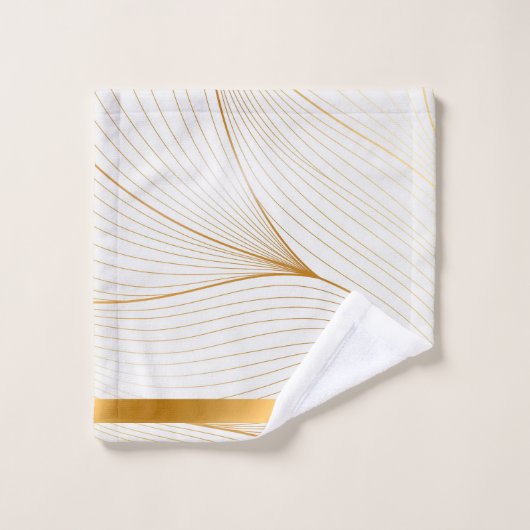 Elegante, moderne, weiße Blätter Badhandtuch Set (Waschlappen)