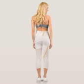 Elegante, moderne, weiße Blätter Capri Leggings (Rückseite)