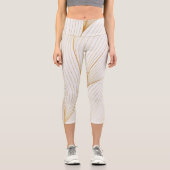 Elegante, moderne, weiße Blätter Capri Leggings (Vorderseite)