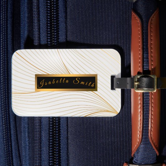 Elegante, moderne, weiße Blätter Gepäckanhänger (Vorderseite Insitu 4)