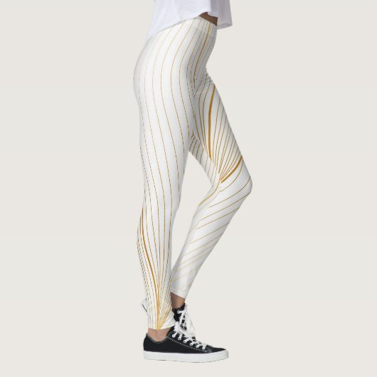Elegante, moderne, weiße Blätter Leggings (Rechts)