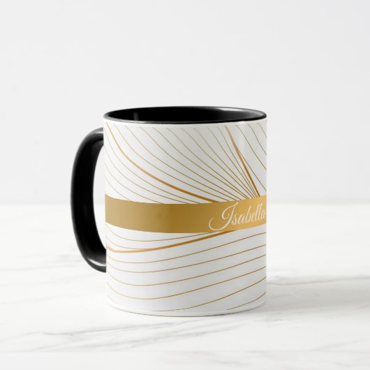Elegante, moderne, weiße Blätter Tasse (Vorderseite Links)
