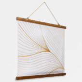 Elegante, moderne, weiße Blätter Wandteppich Mit Holzrahmen (Gewinkelt)