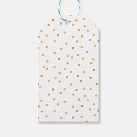 Elegante moderne weiße Goldfetti-Dots Geschenkanhänger (Vorderseite)