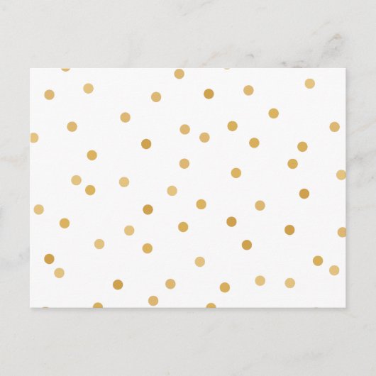 Elegante moderne weiße Goldfetti-Dots Postkarte (Vorderseite)