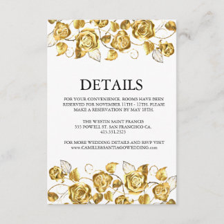 Elegante moderne weiße Hochzeitseinladung Golden Begleitkarte