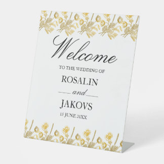 Elegante moderne weiße Hochzeitseinladung Sockelschild