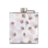 elegante moderne weiße MarmorRosengoldananas Flachmann (Rückseite)