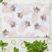 elegante moderne weiße MarmorRosengoldananas Handtuch (Gefaltet)