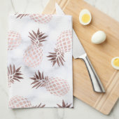 elegante moderne weiße MarmorRosengoldananas Handtuch (Viertel Falte)