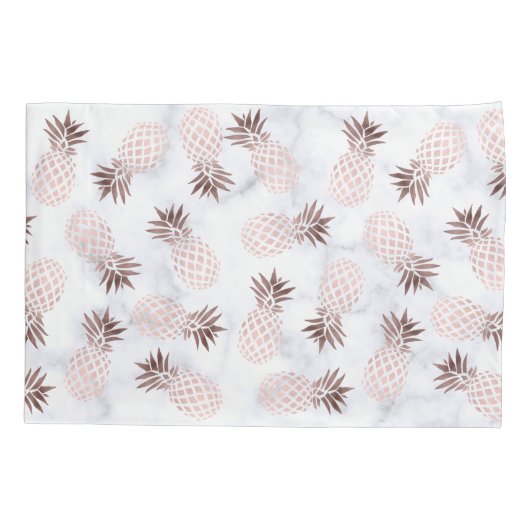 elegante moderne weiße MarmorRosengoldananas Kissenbezug (Rückseite)