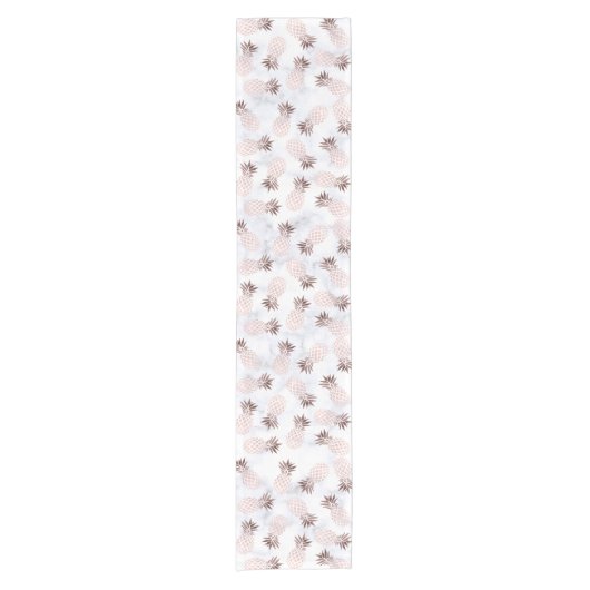 elegante moderne weiße MarmorRosengoldananas Kurzer Tischläufer (Vorderseite)