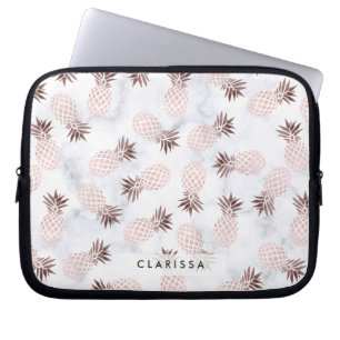 elegante moderne weiße MarmorRosengoldananas Laptopschutzhülle
