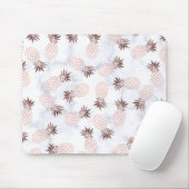 elegante moderne weiße MarmorRosengoldananas Mousepad (Mit Mouse)