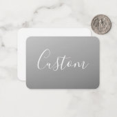 Elegante, moderne, weiße Schrift mit grauem Gradie Mitteilungskarte (Vorderseite/Rückseite Beispiel)