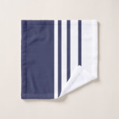 Elegante, moderne, weiße Streifen in marineblau Badhandtuch Set (Waschlappen)