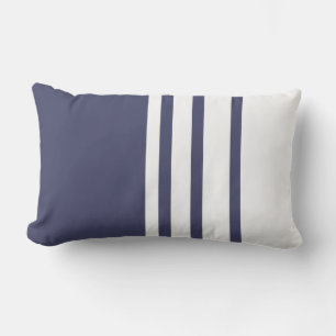 Elegante, moderne, weiße Streifen in marineblau Kissen Für Draußen