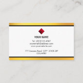 Elegante, moderne, weiße und goldene Streifen Visitenkarte (Rückseite)