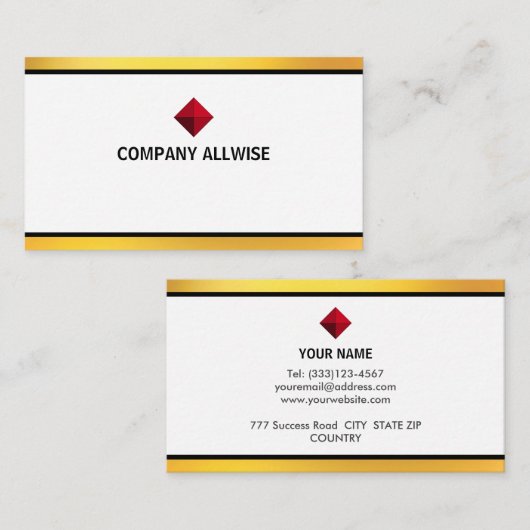 Elegante, moderne, weiße und goldene Streifen Visitenkarte (Vorne/Hinten)