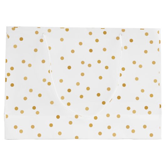 Elegante moderne weißes Goldconfetti-Punkte Große Geschenktüte (Rückseite)