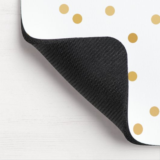 Elegante moderne weißes Goldconfetti-Punkte Mousepad (Ecke)