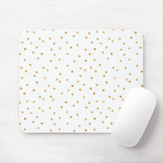 Elegante moderne weißes Goldconfetti-Punkte Mousepad (Mit Mouse)