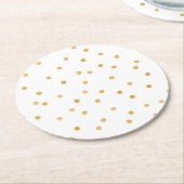Elegante moderne weißes Goldconfetti-Punkte Runder Pappuntersetzer (Angewinkelt)