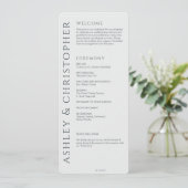 Elegante Moderne Weltraum Gray Wedding Programm (Stehend Vorderseite)