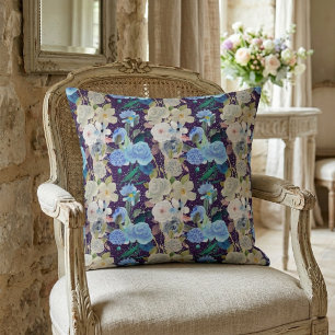 Elegante Moderne Whimsical Blumen Streifen Lila Kissen