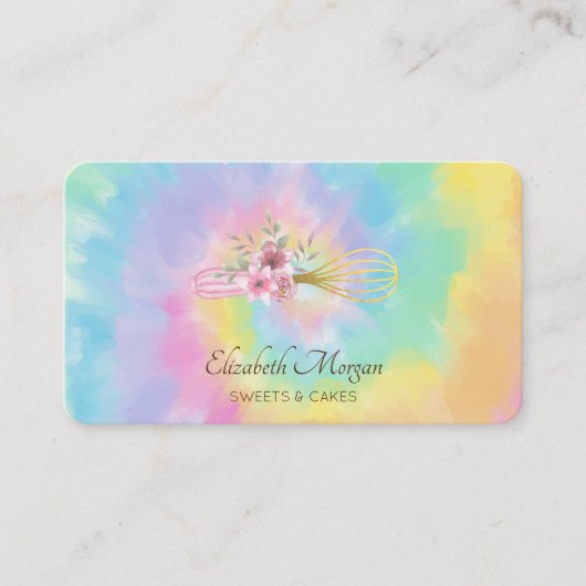 Elegante moderne Whisk-Blume Gefärbte Krawatte Visitenkarte (Vorderseite)