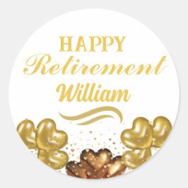 Elegante moderne White and Gold Happy Rentirement Runder Aufkleber