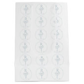 Elegante, moderne White Gray Monogram Wedding Mittlere Geschenktüte (Rückseite)