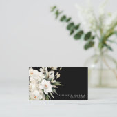 Elegante moderne White Orchids Schwarze Visitenkar Visitenkarte (Stehend Vorderseite)